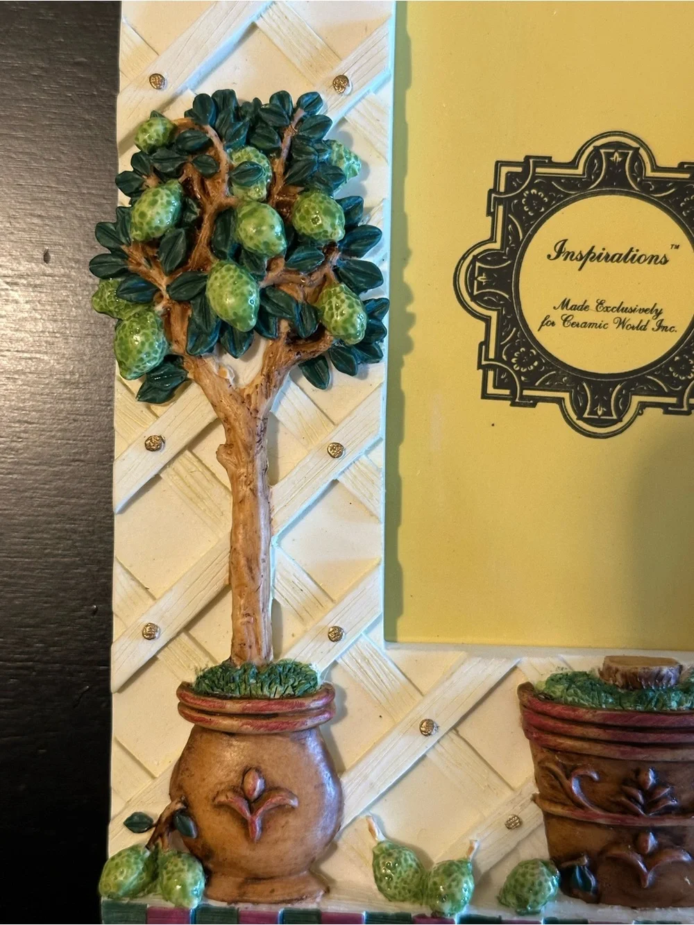 VTG Ceramic World Inc Lemon Topiary Trellis Picture Frame 4x6 Cottagecore